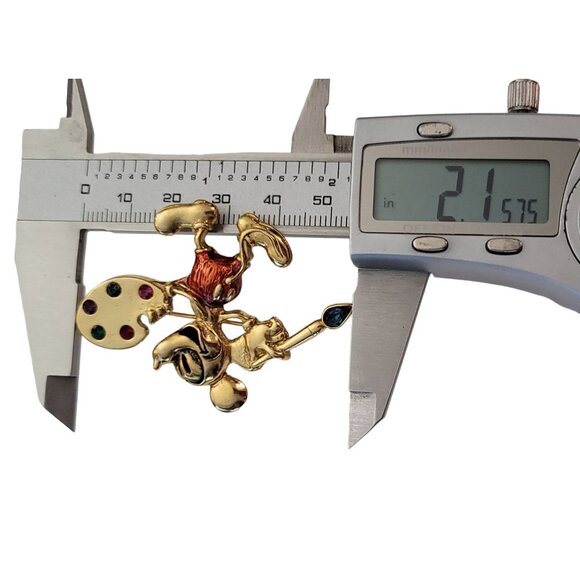 Disney 1928 Brand Mickey With Paint Brush Rhinestone Palette Pin, Signed E881 - Picture 8 of 9